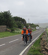 Passing JOGLE cyclists near Wick