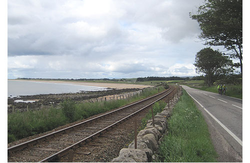 Sea, rail and road between Helmsdale and Tain in Scotland